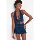 Trendyol Dark Blue Pleated Mini Denim Skirt | ePonuda.com