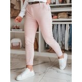 DStreet Spodnie damskie slim fit z paskiem LINESKA różowe Cene