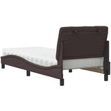  Postelja z vzmetnico temno rjava 80x200 cm blago | Shoptok.si