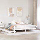 vidaXL Posteljni okvir brez vzmetnice bel 180x200 cm trdna borovina Cene