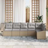  vrtni kavč set Set 6 Bež Ratan, Poliester Zunanji kavč Moderni, (22064973) | Shoptok.si