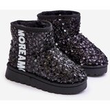 Boto Children's Snow Boots Botki Ocieplane with Sequins Black Rebbica | Shoptok.si