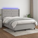  Krevet box spring s madracem LED svjetlosivi 140x200 cm tkanina | shoptok.hr