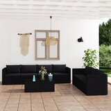 Poli 8-dijelna vrtna garnitura od poliratana s jastucima crna | shoptok.hr