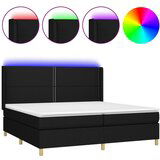 Maison Chic Box spring postelja - Vzmetna postelja z vzmetnico LED črna 200x200 cm blago SL21613, (21892545) | Shoptok.si