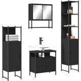  The Living Store Kopalniško pohištvo 4 kosi črne barve inženirski les - Komplet Kopalniškega Pohištva, (21442304) | Shoptok.si