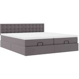 vidaXL Otomanski posteljni okvir z vzmetnicami siv 200x200cm um. usnje | Shoptok.si