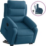  Naslanjač s funkcijo vstajanja moder žamet | Shoptok.si