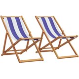  The Living Store Zložljivi stoli za plažo 2 kosa belo in modro blago trden les - Stol Za Plažo, (21493621) | Shoptok.si