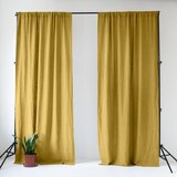 Linen Tales Rumena lanena zavesa 140x200 cm Lemon Curry – Cene