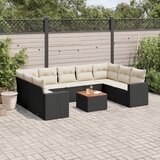  10-dijelni set vrtnih sofa s jastucima crni od poliratana | shoptok.hr