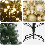  Umjetno božićno drvce s kuglicama 150 cm 150 LED lampica - 150 cm s LED žaruljama i zlatnim kuglicama | shoptok.hr