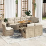 Maison Chic Seti vrtnega pohištva - Vrtna garnitura 9-delna z blazinami bež poli ratan, (21796137) | Shoptok.si