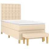  s oprugama i madracem krem 90 x 190 cm od tkanine | shoptok.hr