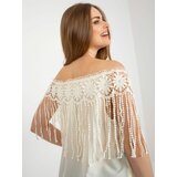 Fashion Hunters Light beige Spanish summer blouse with lace Cene