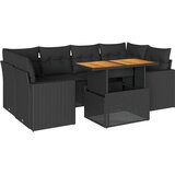  7-dijelni set vrtnih sofa od poliratana s jastucima crni | shoptok.hr