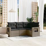 Maison Chic Seti vrtnega pohištva - Vrtna garnitura - Vrtni pohištvo set 4-delna z blazinami siv poli ratan, (21819521) | Shoptok.si