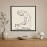 Wallxpert uramljena slika na platnu Cc-K-Sy-1029, linijski crtež figure u klečećem položaju na krem pozadini, 60 x 60 cm Cene