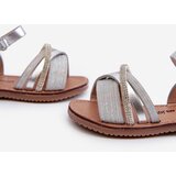 Boto Shiny Children's Sandals with Velcro Silver Delphina | Shoptok.si