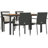  5-dijelni vrtni blagovaonski set s jastucima od poliratana crni | shoptok.hr