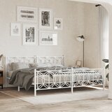  Metalni okvir kreveta uzglavlje i podnožje bijeli 193x203 cm | shoptok.hr