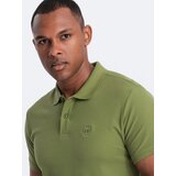 Ombre Men's BASIC single color pique knit polo shirt - olive | Shoptok.si