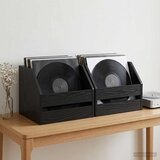  Kutija za vinilne albume 2 kom. Crni hrast 38 x 30 x 29 cm Slike
