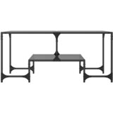  Stolić za kavu s crnom staklenom površinom 98,5x50x45 cm čelik | shoptok.hr
