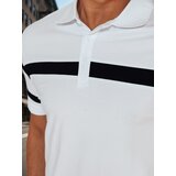 DStreet Koszulka męska polo z paskami biała | Shoptok.si