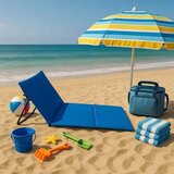 LemonPlanet Sklopiva ležaljka za plažu 150x52cm/ plava Cene