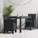 vidaXL 3-delni vrtnu jedilni set z blazinami antracit poli ratan | Shoptok.si