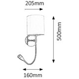 Rabalux larkin zidna lampa sa čitačem E27 40W LED3W QV33XXX | Eponuda.com