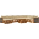  Set vanjskih sofa 9 kom. Prirodna i bež Čvrsto drvo akacije | shoptok.hr