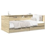 vidaXL Dnevna postelja s predali sonoma hrast 90x200 cm inženirski les | Shoptok.si