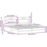 Metalni Kovinski posteljni okvir brez vzmetnice rjavi hrast 200x200 cm, (21829690) | Shoptok.si