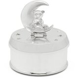 Zilverstad Kovinska glasbena skrinjica v sijajno srebrni barvi ø 7x8 cm Bear and Moon – | Shoptok.si