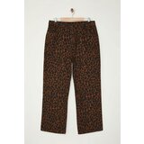 Trendyol Curve Brown High Waist Leopard Patterned Straight Fit Plus Size Jeans | Shoptok.si
