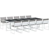 vidaXL 11-dijelni vrtni blagovaonski set s jastucima bijeli tekstilena | shoptok.hr