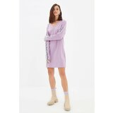 Trendyol lilac stripe detailed v-neck knitted dress Cene
