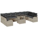 vidaXL 11-dijelni vrtni sofa set s jastučićima svjetlosiva poli ratan, 2-sjedna vrtna sofa sa skladištem i jastučićima svjetlosiva poli ratan Cijene