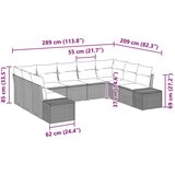 vidaXL 9-delni Vrtni Kavč Set z Blazinami Črn Poli Ratan | Shoptok.si