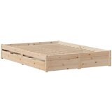 vidaXL Posteljni okvir s predali 135x190 cm borovina, (21292530) | Shoptok.si