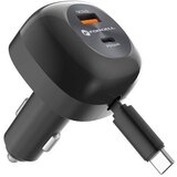  Auto punjač Forcell F-Energy Alu USB C + USB A + uvlačivi kabel USB C PD QC4.0 SFC2.0 3A 75W crni | shoptok.hr