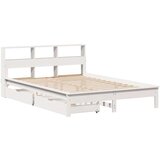 vidaXL Krevet s regalom z knjige bez madraca bijeli 135x190cm borovina Cijene