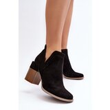 Boto Ankle Boots on Chunky Heel with Cutout Black Jolnima | Shoptok.si