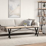  Stolić za kavu X-oblika 160x40x45cm borovina i čelik | shoptok.hr