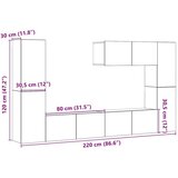  tv omara 7-delna stenski stari lesni inženirski les, (21703831) | Shoptok.si