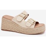 Boto Ladies Wedge Slippers With Weaving And Buckles Beige Pasinea | shoptok.hr