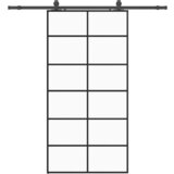vidaXL drsna vrata z opremo črna 102x205 cm esg steklo, (21749541) | Shoptok.si