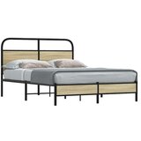 vidaXL Posteljni okvir brez vzmetnice 140x200 cm sonoma hrast inž. les Cene